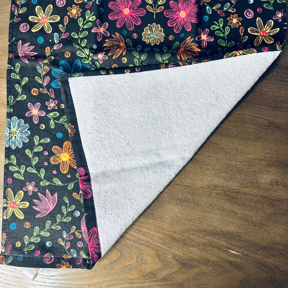 NEW Proud Latina Kitchen Towel Floral Black Cotton Dishcloth Tea Towel - Picture 3 of 4